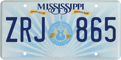 MS license plate ZRJ865