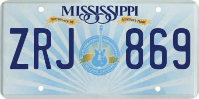 MS license plate ZRJ869