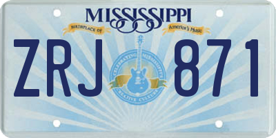 MS license plate ZRJ871