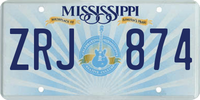 MS license plate ZRJ874