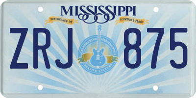 MS license plate ZRJ875