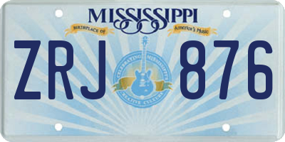MS license plate ZRJ876