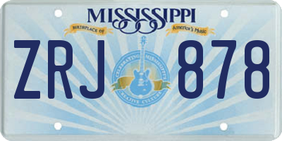 MS license plate ZRJ878