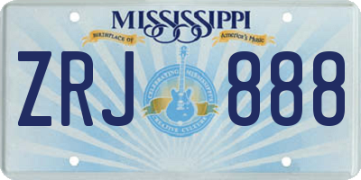 MS license plate ZRJ888