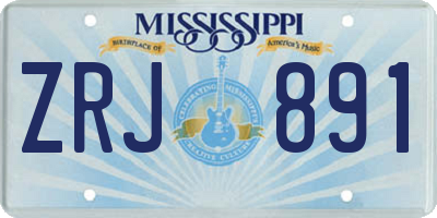 MS license plate ZRJ891
