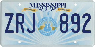 MS license plate ZRJ892