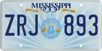 MS license plate ZRJ893