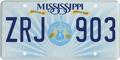 MS license plate ZRJ903