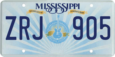 MS license plate ZRJ905
