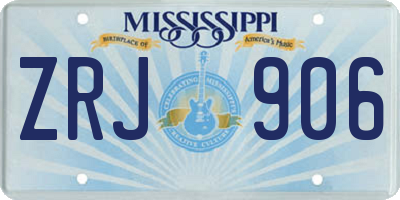 MS license plate ZRJ906