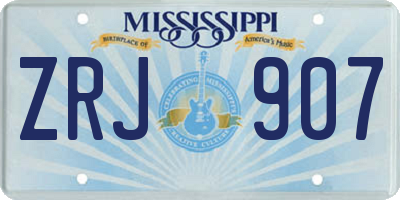 MS license plate ZRJ907
