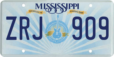 MS license plate ZRJ909