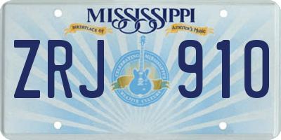 MS license plate ZRJ910