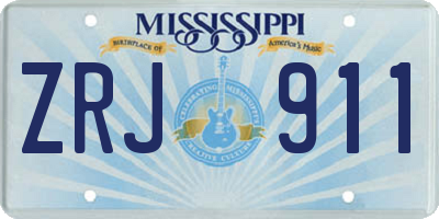 MS license plate ZRJ911