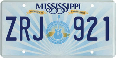 MS license plate ZRJ921