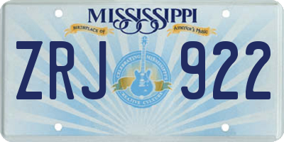 MS license plate ZRJ922