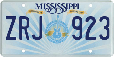 MS license plate ZRJ923