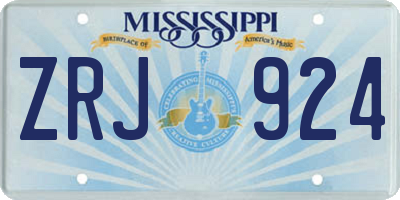MS license plate ZRJ924