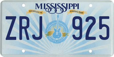 MS license plate ZRJ925