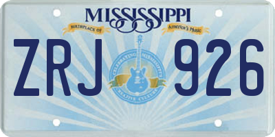 MS license plate ZRJ926