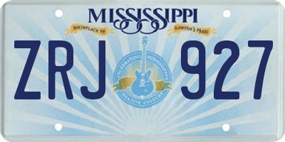 MS license plate ZRJ927