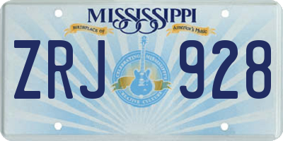 MS license plate ZRJ928