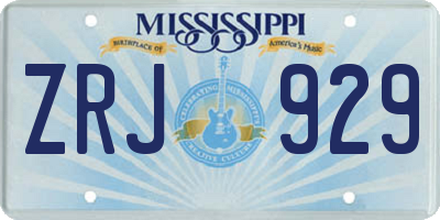 MS license plate ZRJ929