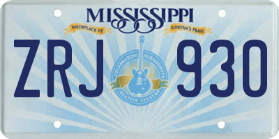 MS license plate ZRJ930