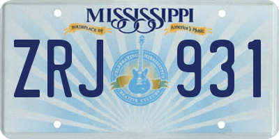 MS license plate ZRJ931