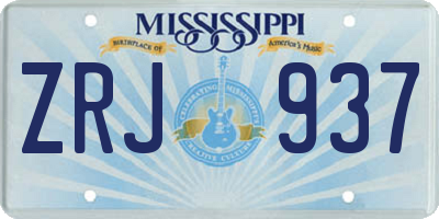 MS license plate ZRJ937