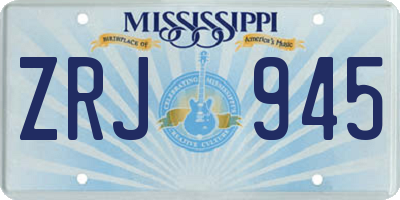 MS license plate ZRJ945