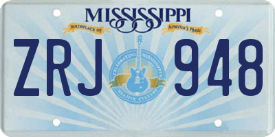 MS license plate ZRJ948