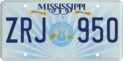 MS license plate ZRJ950