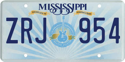 MS license plate ZRJ954