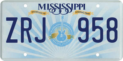 MS license plate ZRJ958