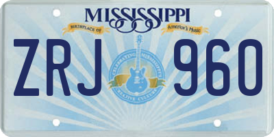 MS license plate ZRJ960