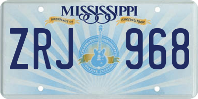 MS license plate ZRJ968