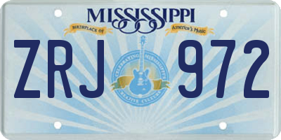 MS license plate ZRJ972