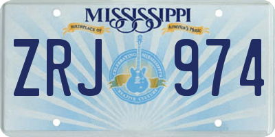 MS license plate ZRJ974
