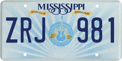 MS license plate ZRJ981