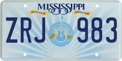 MS license plate ZRJ983