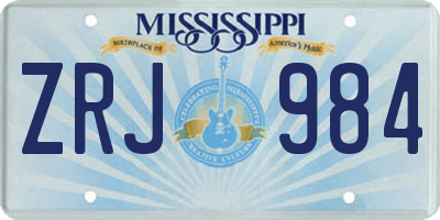MS license plate ZRJ984