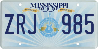 MS license plate ZRJ985