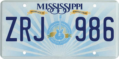 MS license plate ZRJ986