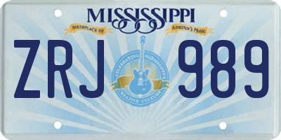 MS license plate ZRJ989