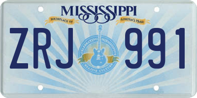 MS license plate ZRJ991