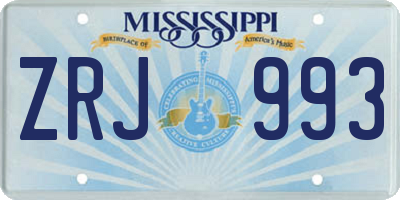 MS license plate ZRJ993
