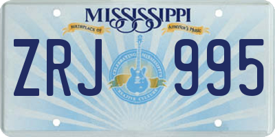 MS license plate ZRJ995