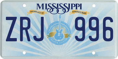 MS license plate ZRJ996