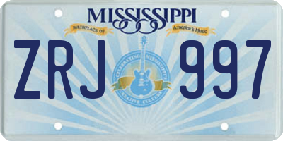 MS license plate ZRJ997